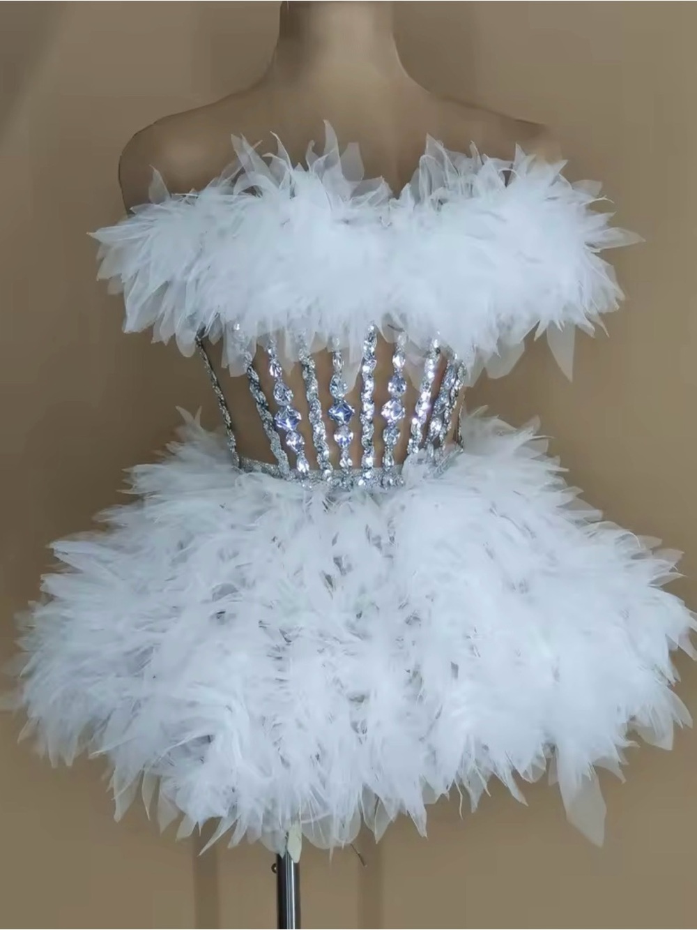 White Feather Tutu Dress with Sequin Bodice - Kids